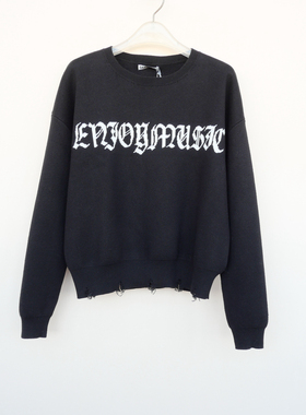 拉系列SM撤柜正品女春秋冬厚柔亲肤细毛线宽松圆领毛衣6A5615黑色