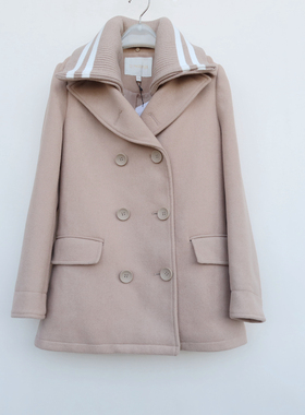 拉系列/S专柜断码女冬厚柔甜酷OL短款羊毛混纺呢外套8B9329驼色