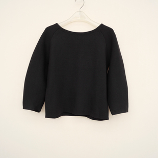 拉系列SM撤柜正品 女春秋厚糯冰丝短款七分袖针织衫5A4104黑色