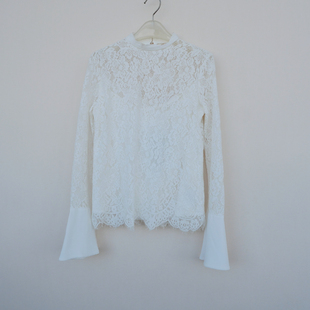 蕾丝针织衫 拉系列 长袖 S正品 5A4573白色 清仓女春秋舒柔锦棉修身
