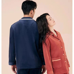 602 3J601 红豆秋冬新品 宝宝绒睡衣男女情侣防静电柔软居家服套装