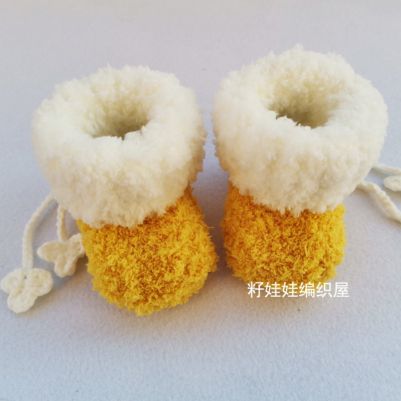 婴儿加厚棉鞋软底系带满月宝宝