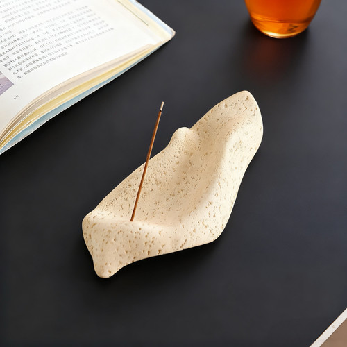 侘寂风洞石创意线香香插香托香盘家用室内香薰高级感香座香器摆件