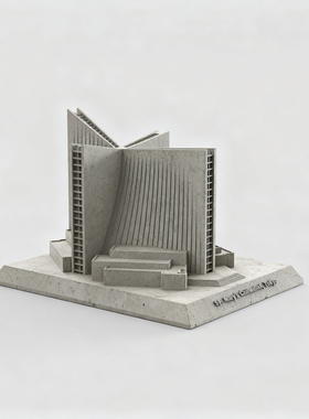 丹下健三圣玛丽大教堂|水泥建筑模型家居装饰办公桌面混凝土摆件