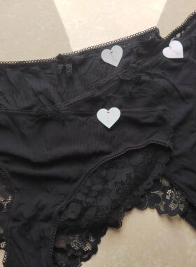 68黑色黏纤拼接蕾丝内裤女士三角裤 L165/72a码Z1