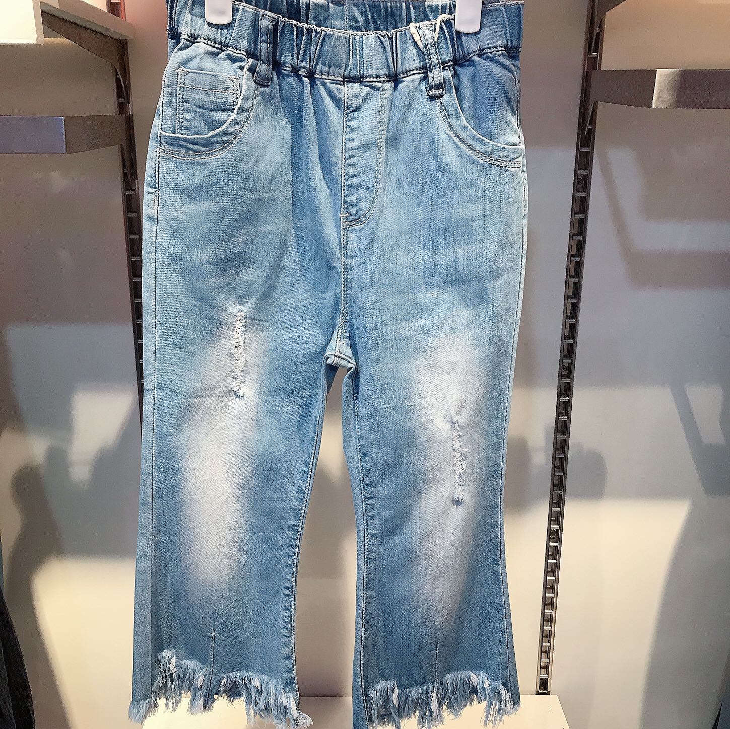 未来之星夏季儿童女童小童中大童牛仔裤七分裤毛边喇叭裤特价清仓