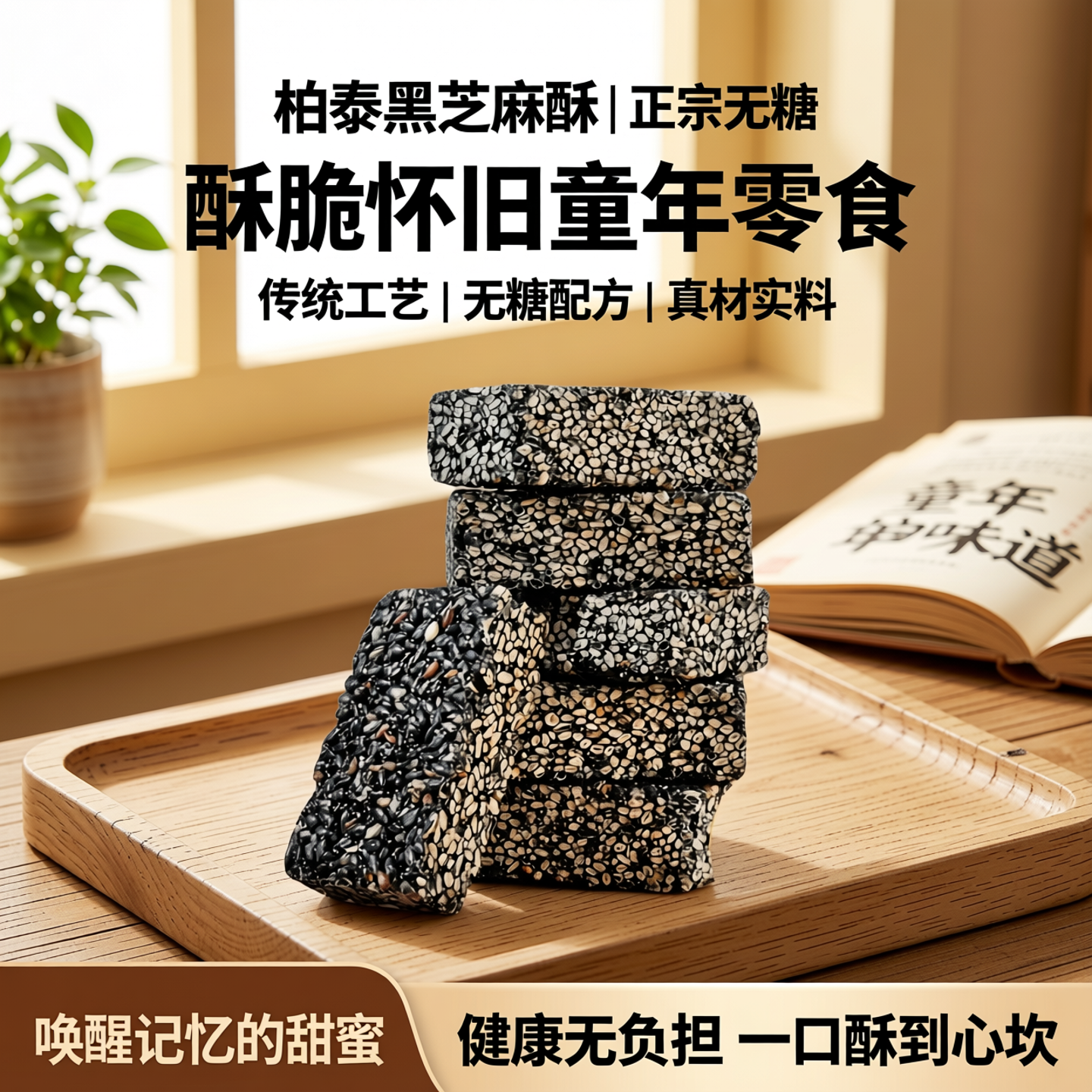 柏泰黑芝麻酥旺选正宗无糖酥脆袋装传统休闲怀旧童年零食酥性糖