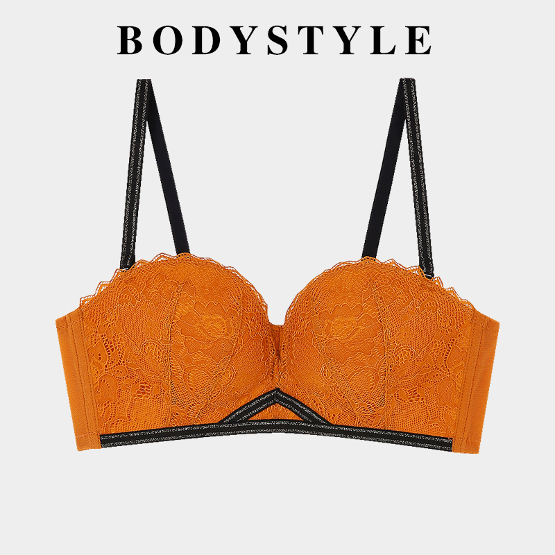 蕾丝撞色内衣小胸聚拢半杯