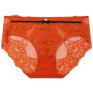 布迪设计性感轻薄蕾丝舒适内裤撞色棉质裆部低腰提臀镂空平角裤