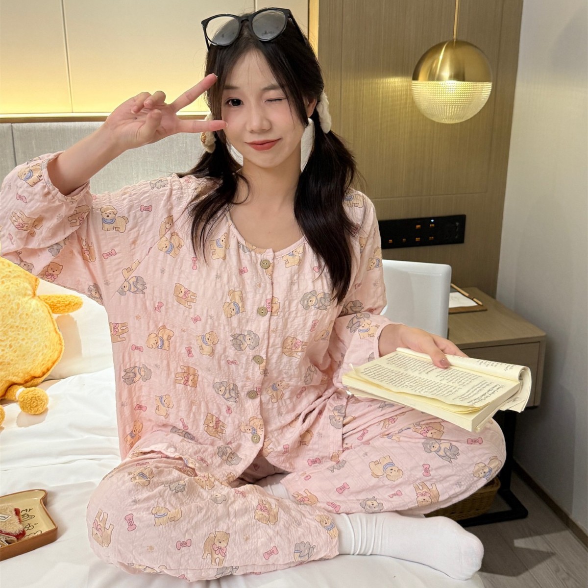 早秋甜妹天丝泡泡棉睡衣女秋季新图片