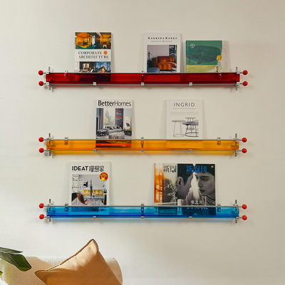 亚克力光轴杂志架包豪斯背景墙装饰设计师款上墙书报架置物展示架