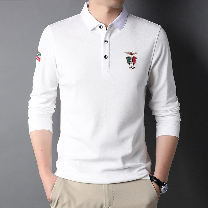 J810钱塘2020-1秋冬男士长袖刺绣T恤精品高端翻领品牌休闲P69图片