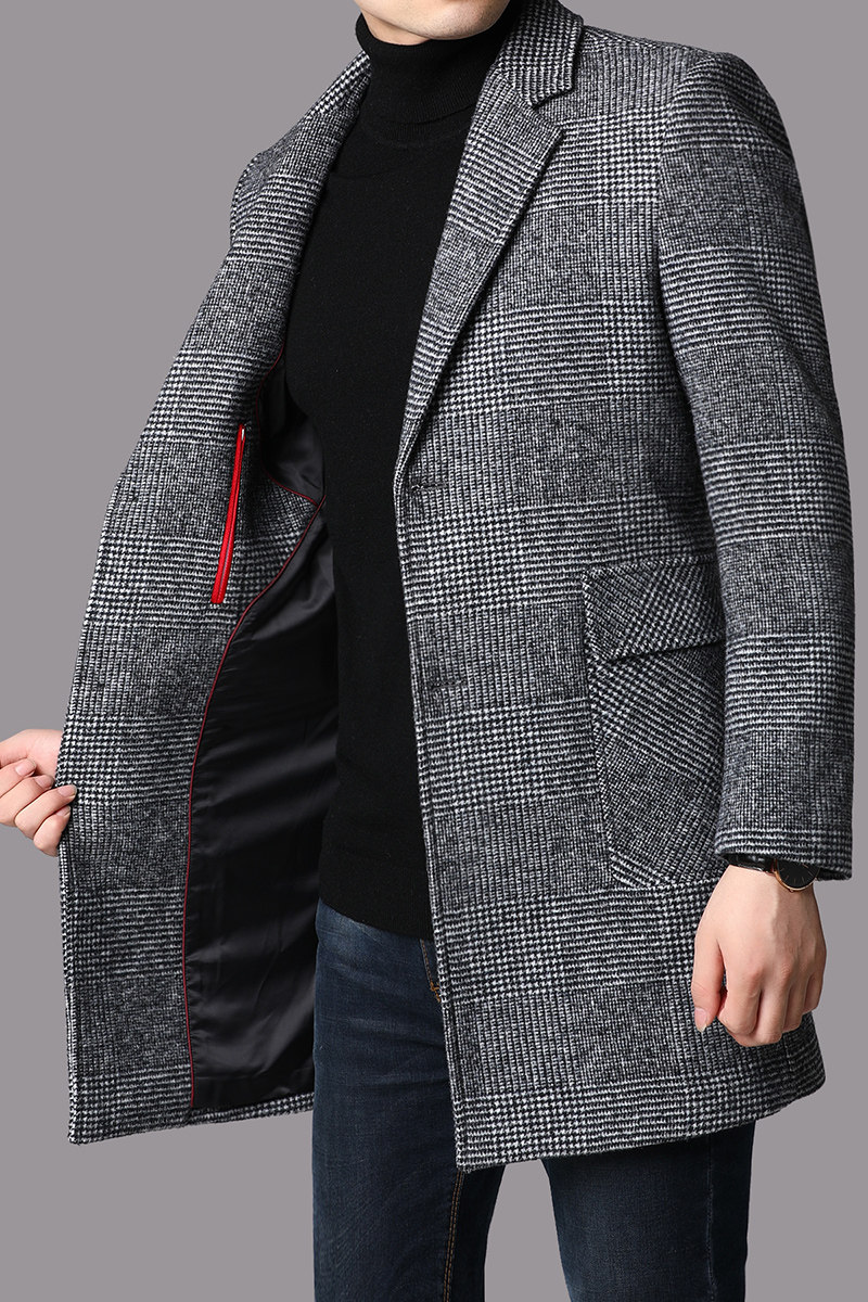 J1906钱塘2020-1主推冬季男士格子毛呢大衣羊毛精品舒适P265,男装毛呢大衣,钱塘207-1