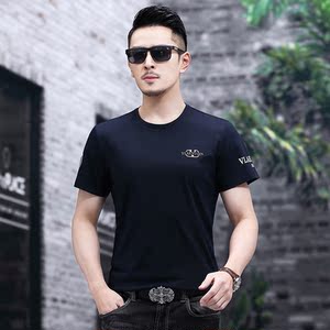 B7711钱塘2020-1夏季男士时尚短袖圆领基础T恤冰丝男装休闲P55图片