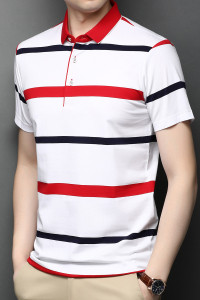 F2676钱塘2020-1春夏精品纯棉条纹短袖T恤男装半袖休闲体恤P57图片