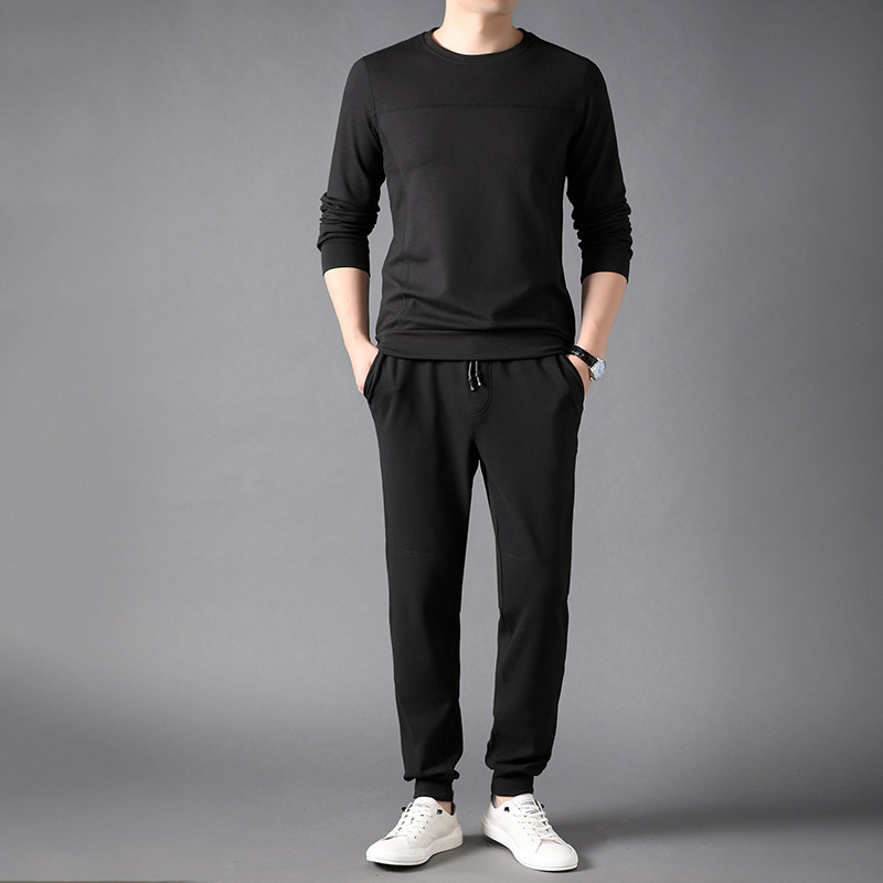 J726钱塘2020-1秋冬男士两件套休闲纯色运动服青年长袖P120图片