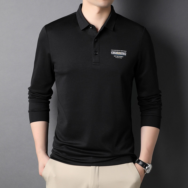 B28051钱塘2020-1秋冬男士时尚长袖polo衫T恤翻领男装商务休闲P72图片