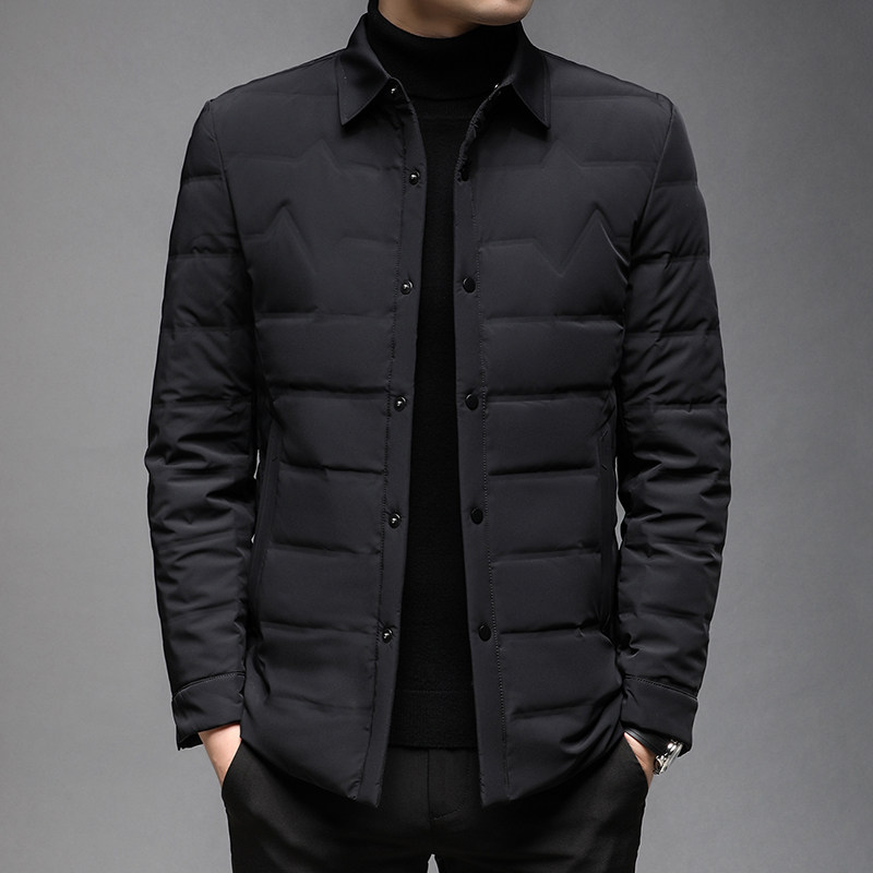 J938钱塘2020-1 冬季90白鸭绒羽绒服舒适纯色衬衣领商务休闲P205图片