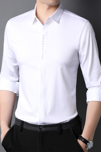 J767钱塘2020-1秋冬男士长纯色衬衫男士休闲长袖免烫商务P72图片