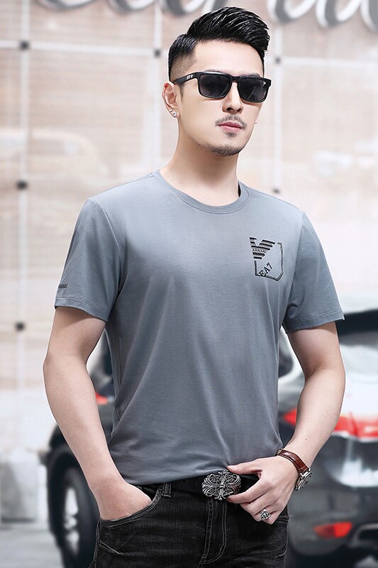 B5203钱塘2020-1夏季男士时尚短袖圆领基础T恤冰丝男装休闲P52,男装T恤,钱塘207-1
