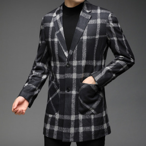 F3371钱塘2020-1秋季男士加棉加厚风衣中长款休闲翻领外套P185图片