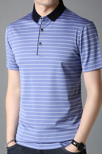 F2656钱塘2020-1桑蚕丝100%日常流行夏季男士翻领短袖T恤半袖P530图片