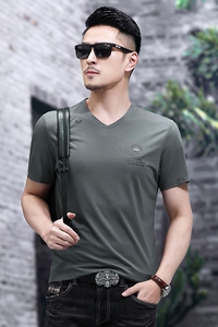 B8853钱塘2020-1夏季男士时尚短袖圆领基础T恤冰丝男装休闲P55图片