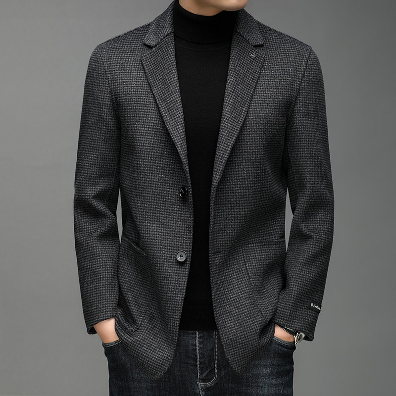 J692钱塘2020-1冬季毛呢西装男士冬季羊毛外套西服休闲商务P310图片