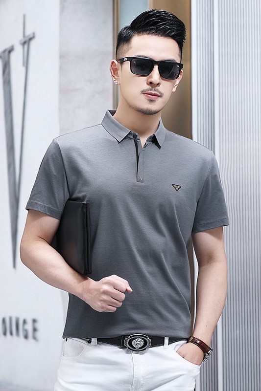 B386钱塘2020-1夏季男士人棉短袖polo衫T恤翻领男装商务休闲P57,男装T恤,钱塘207-1