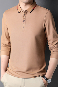 J812錢塘2020-1秋冬男士長袖刺繡T恤精品高端蜜蜂翻領(lǐng)品牌休閑P67圖片