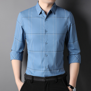J1099钱塘2020-1春季新款商务男士长袖衬衣精品衬衫休闲P60图片
