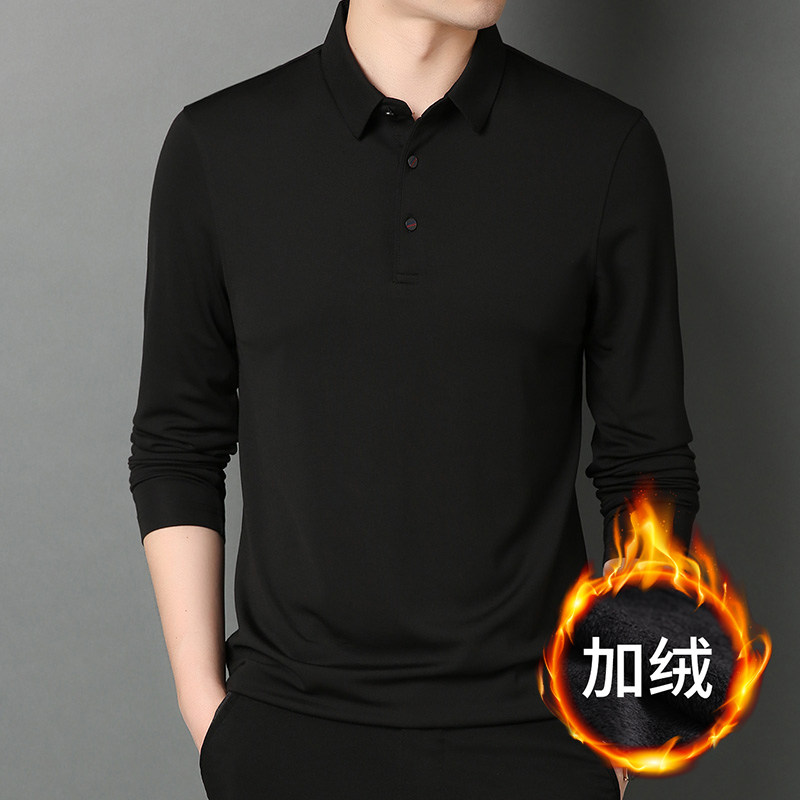 F3011H钱塘2020-1秋冬加绒莫代尔打底衫t恤纯色长袖男士P90图片