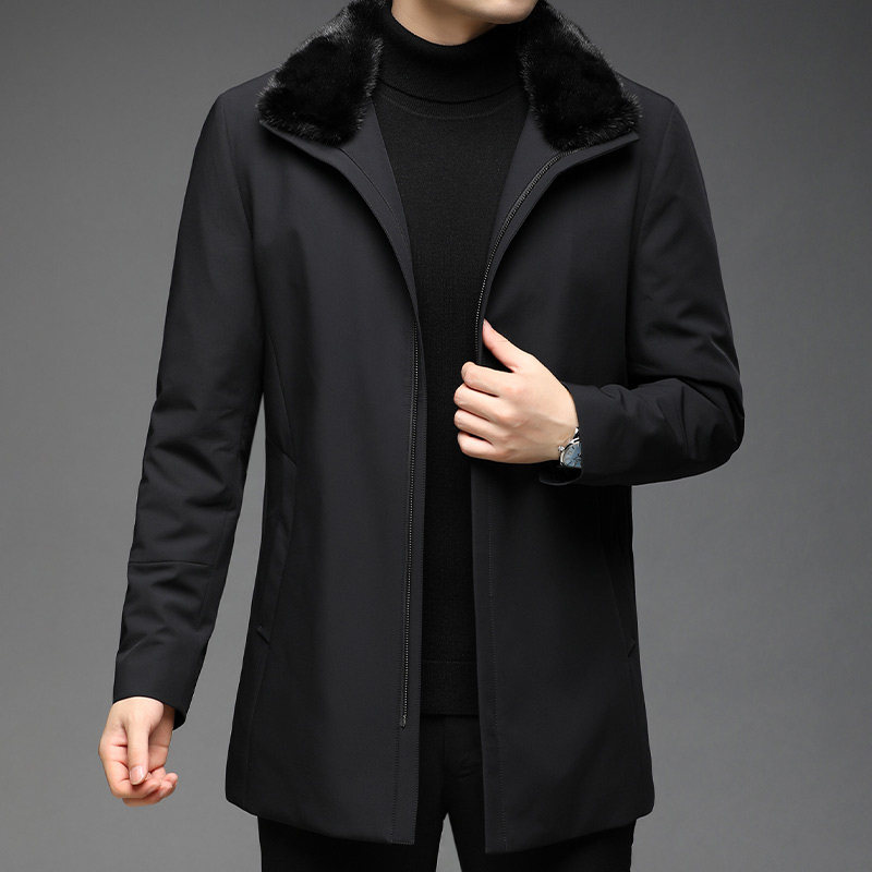 F3391钱塘2020-1秋冬男士水貂毛立领水貂内胆休闲商务大衣P1500图片
