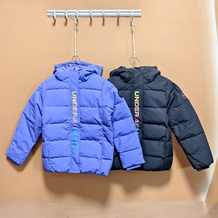 安德玛儿童男女童冬季短款羽绒服保暖防风连帽厚运动外套断码处理