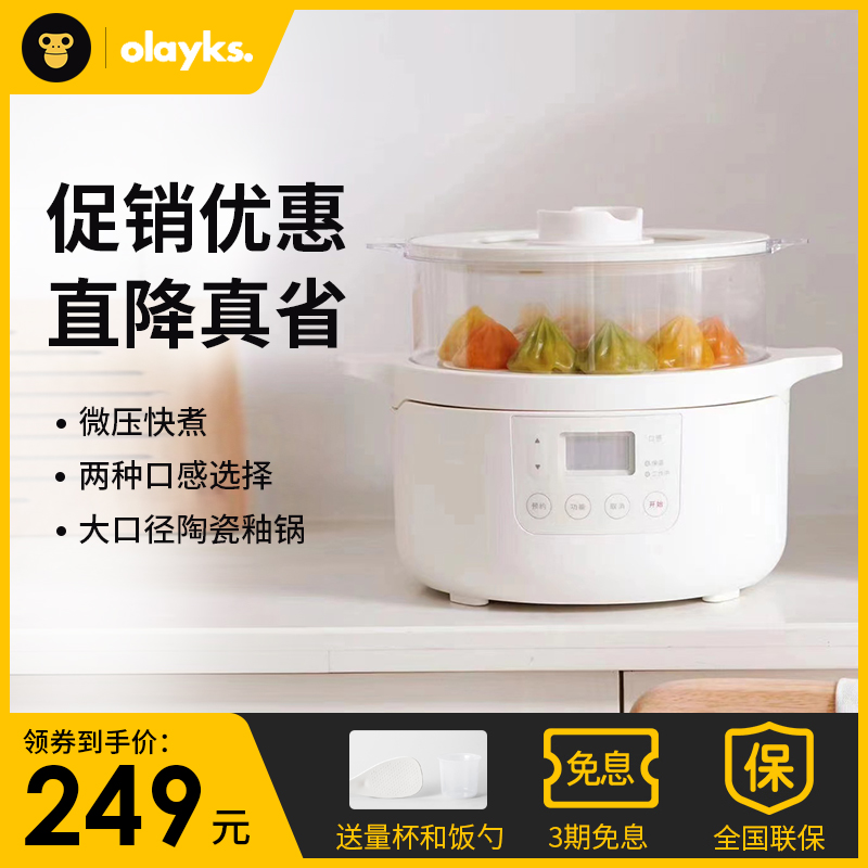 olayks电饭煲家用2L多功能蒸煮炖一体1-2-3人智能迷你小型电饭锅