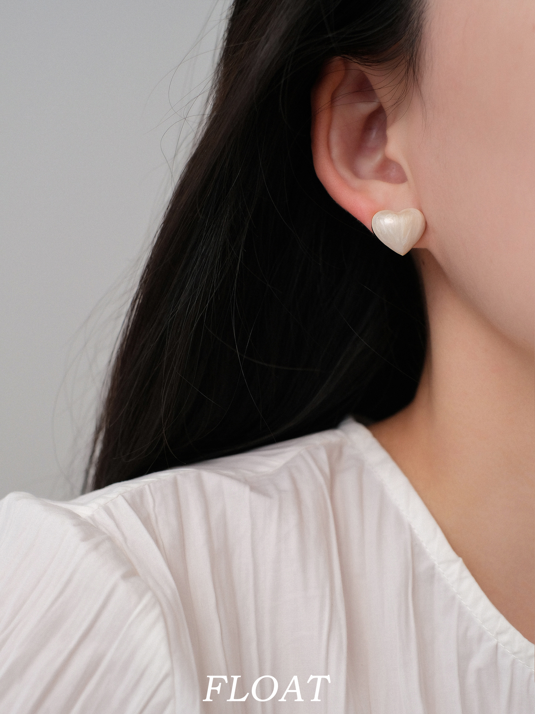 浮漾FLOAT复古女爱心耳环粉桃心