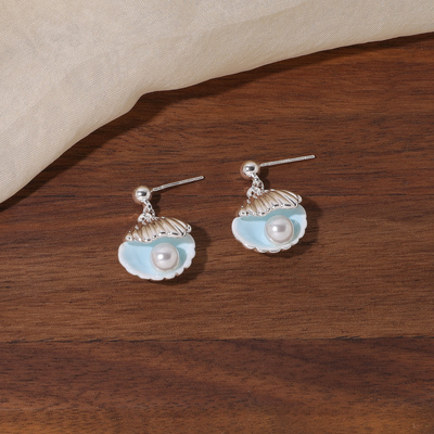 浮漾复古珍珠海洋风贝壳耳环