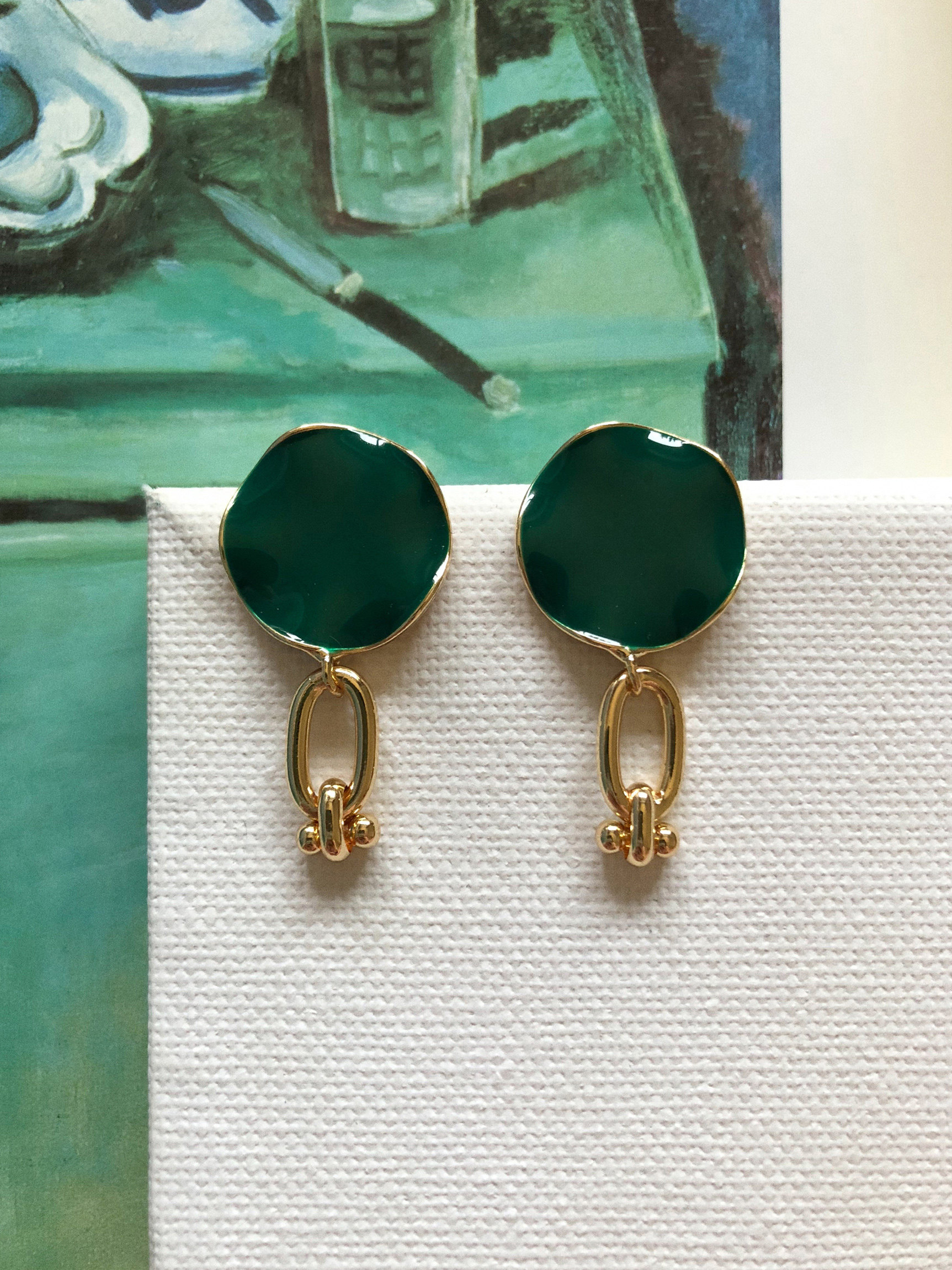 浮漾FLOAT古董款vintag珐琅荷叶金属感复古墨绿耳环耳夹耳钉925银,饰品/流行首饰/时尚饰品新,耳环,淘宝优惠券,粉丝福利购,淘宝优惠卷