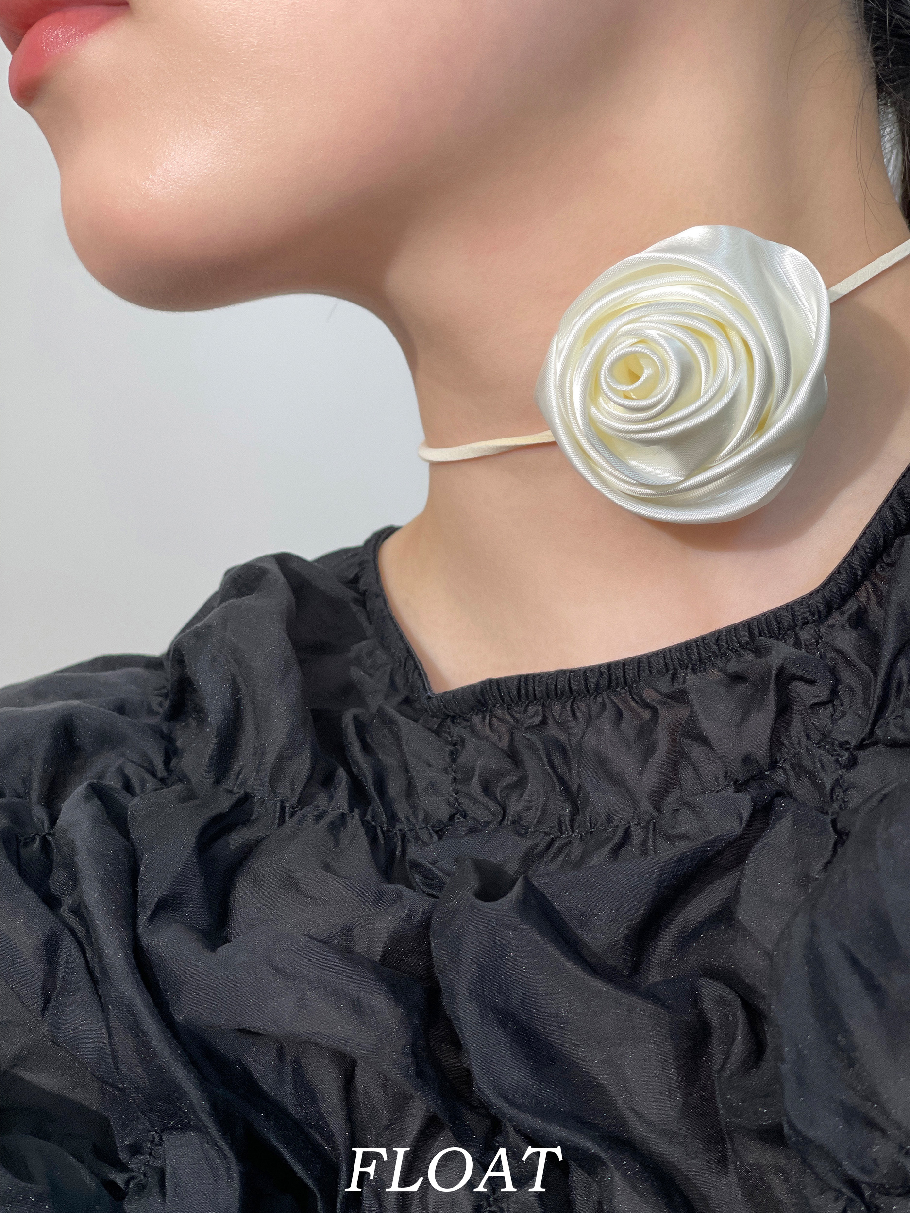 浮漾FLOAT小众复古纯欲玫瑰花choker项圈手腕花绑带丝绸项链颈链