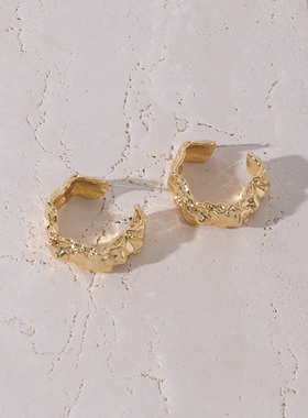 浮漾FLOAT欧美风设计感熔岩耳环女简约C形耳钉925银2021年新款潮