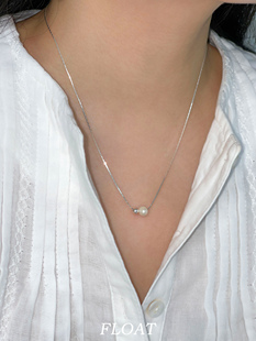 浮漾FLOAT极细百搭925纯银蛇骨链法式 天然珍珠吊坠项链锁骨链高级