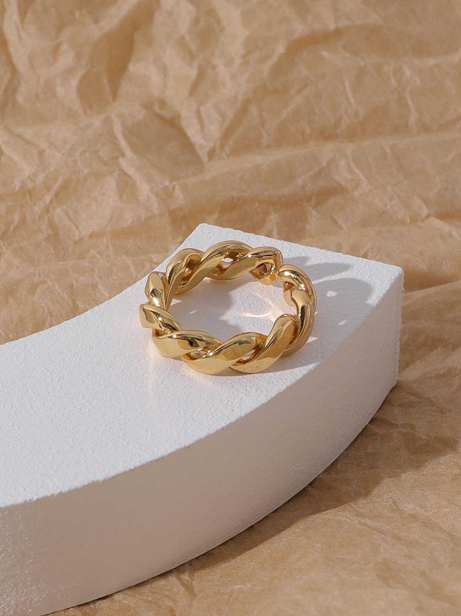 浮漾FLOAT欧美风金属开口麻花戒指女高级感可调节食指戒叠戴指环