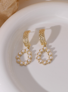 浮漾FLOAT宫廷风珍珠圆圈ins耳钉复古耳环女气质简约金属耳饰耳夹