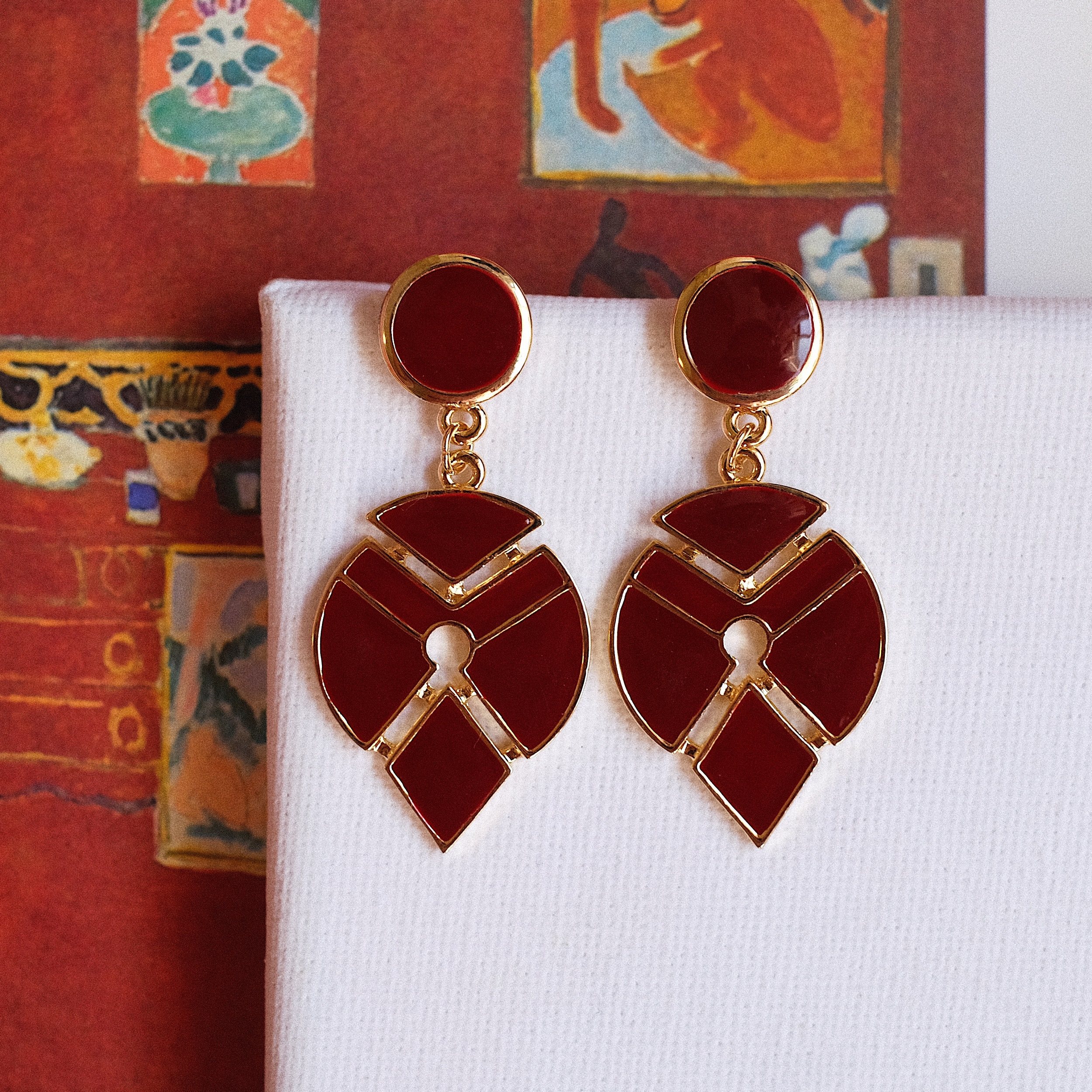 浮漾float几何长款vintage耳针潮