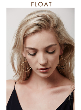 浮漾FLOAT复古欧美圆圈耳环女冷淡风金属气质耳夹耳饰925纯银耳钩