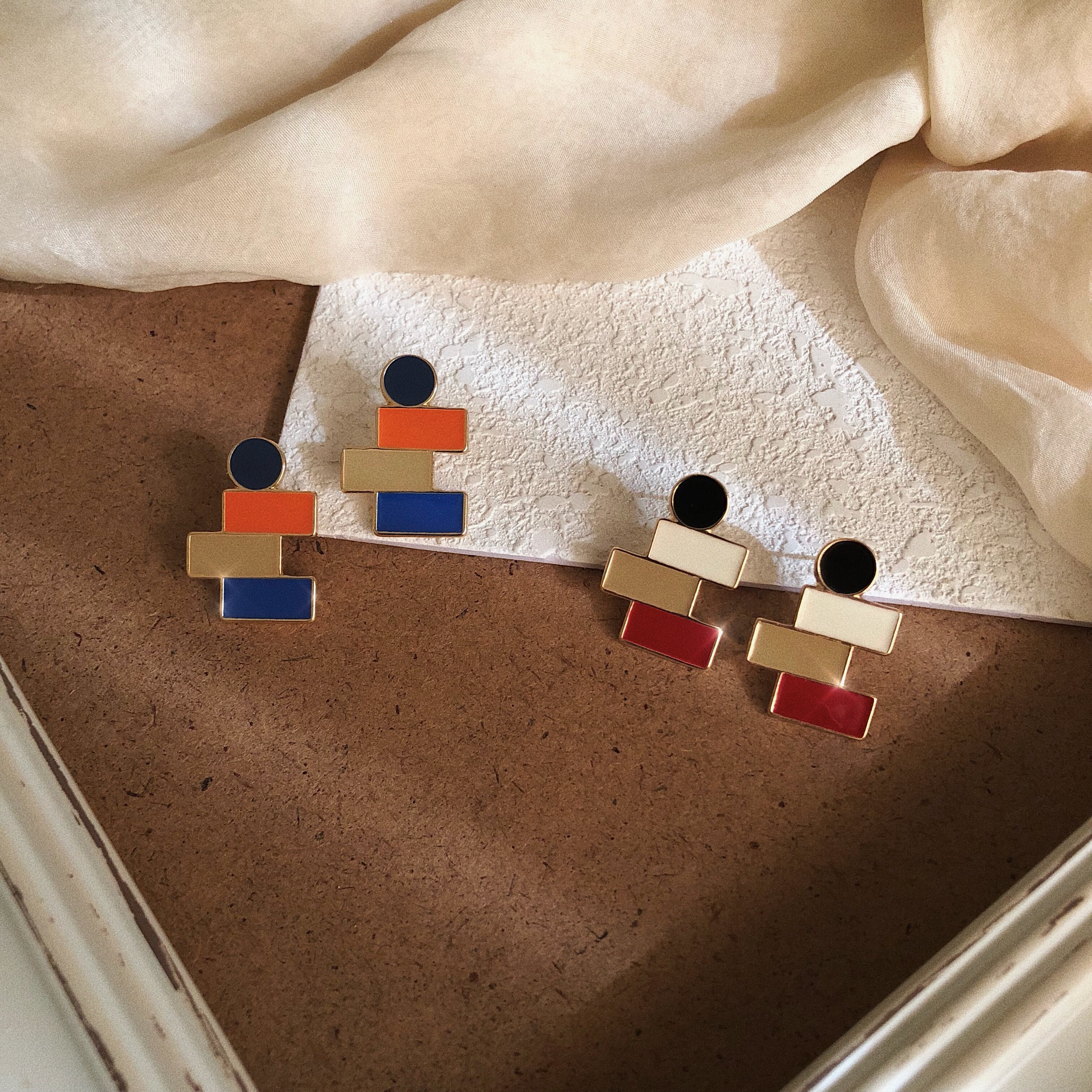 浮漾float复古条纹925拼接女几何