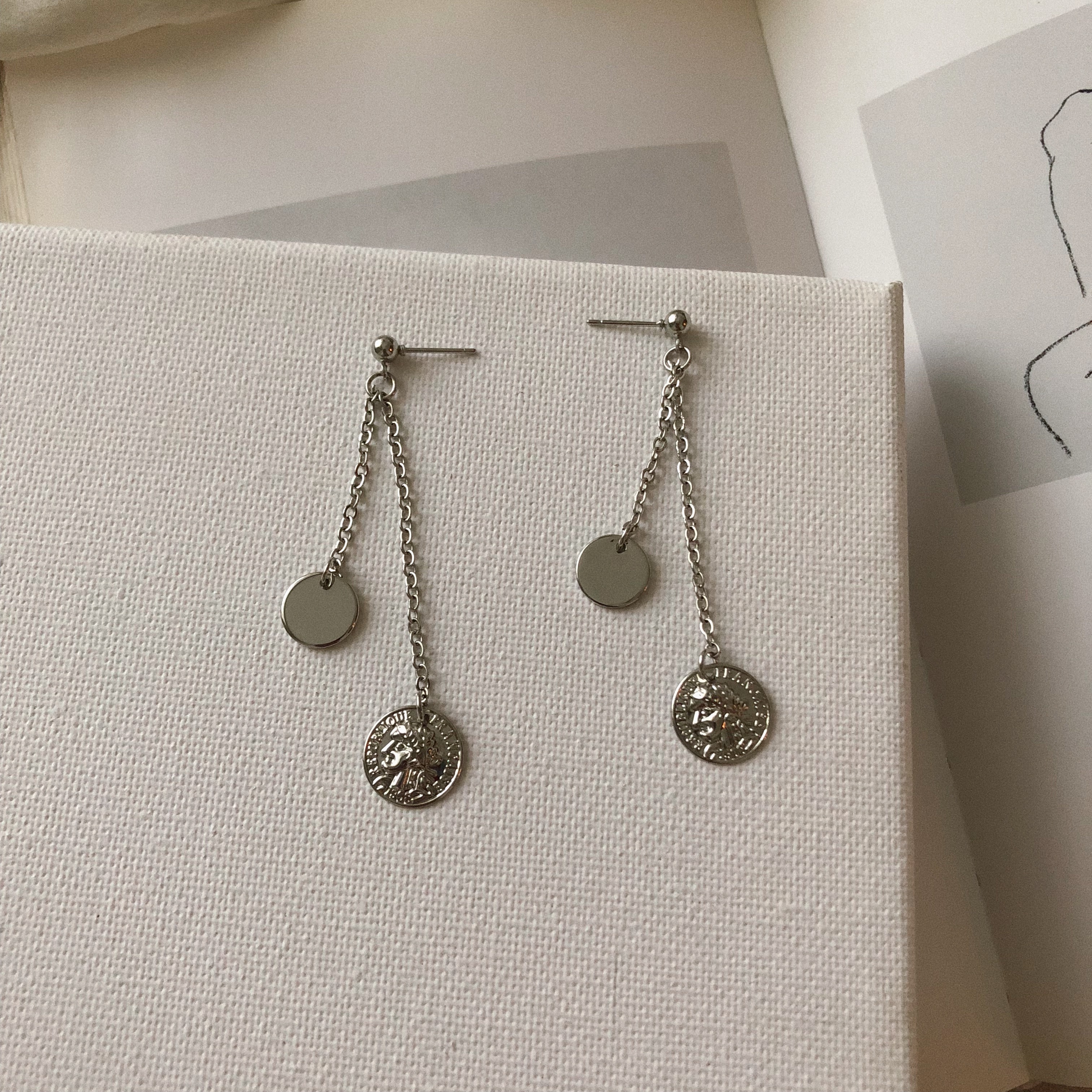 浮漾float人像钱币女ins长款耳环