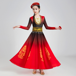 新疆舞蹈服儿童女维吾尔族古丽服装女童新娃哈哈花儿新疆舞演出服
