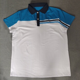 定做夏季男女校服同款运动上衣白色拼藏蓝色袖短袖翻领T恤POLO衫