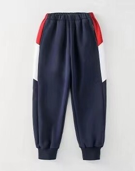 定做春秋冬男女校裤同款运动裤藏蓝色拼接红白蓝条加绒加厚运动裤